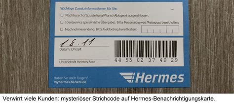 hermes benachrichtigungskarte barcode|Hermes paketversand benachrichtigung.